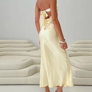 Princess Polly Cream Satin Dress